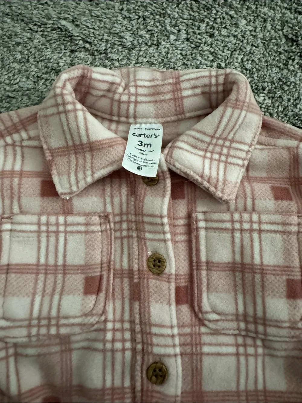 Carter's Pink Plaid Button-Down Shirt Jacket